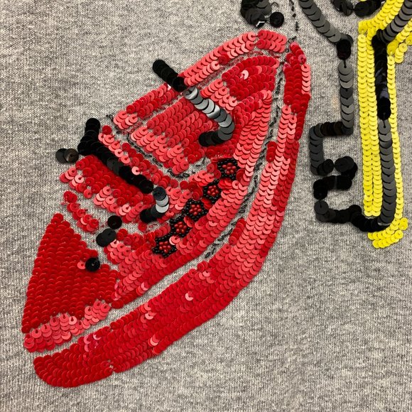 au jour le jour Sweatshirt Lip and Key Sequin Embellishment Women's Size 38 6 US - Picture 4 of 13